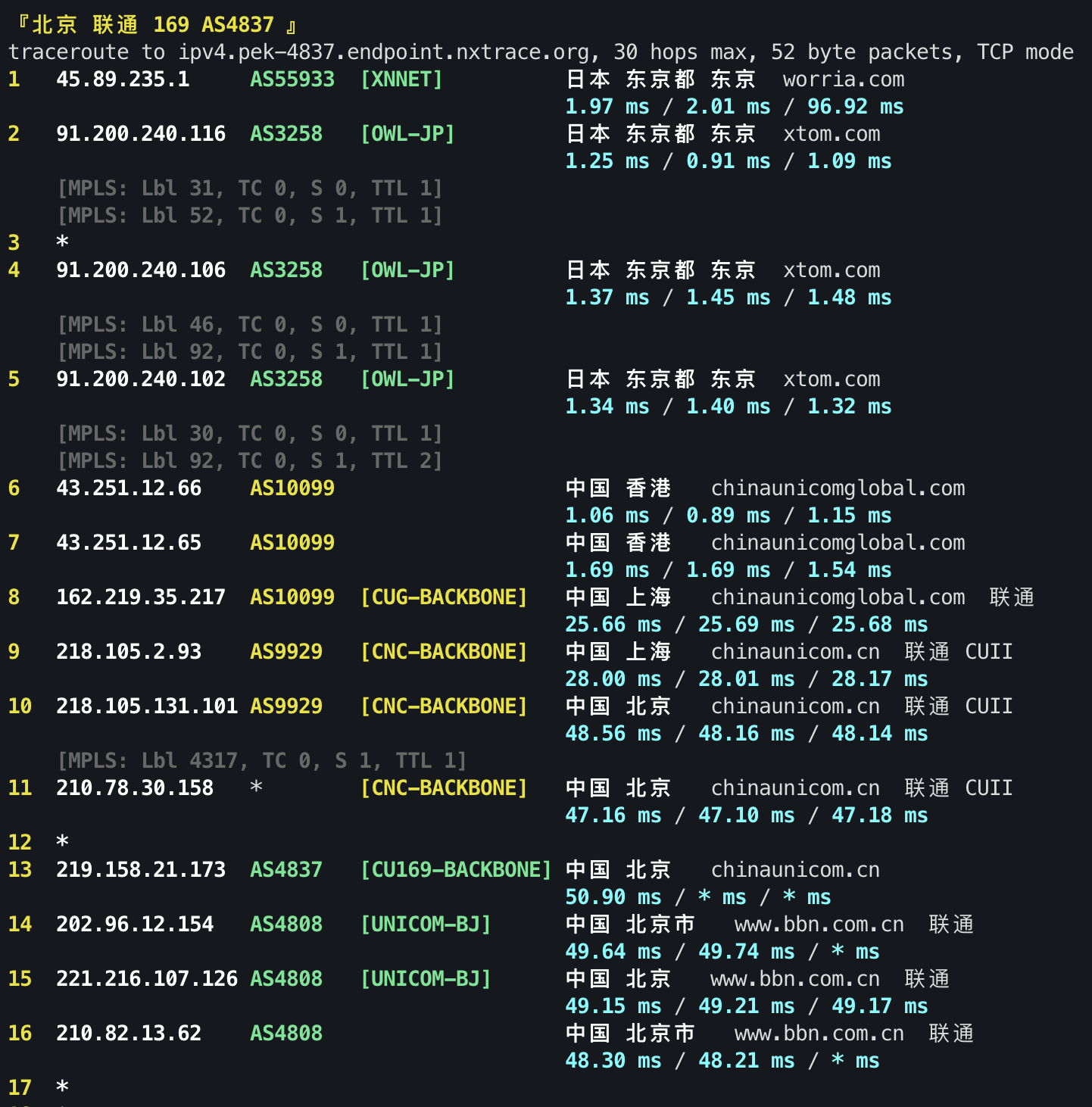IPv4 回程 TCP 2